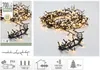 A product shot of a string of LED lights with packaging elements and feature icons. Produktbild-Vorschau