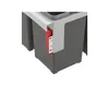 A close-up view of a red and silver mounting bracket attached to a gray waste sorting bin. Voir les images du produit