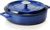 A blue enameled cast iron pot with a lid, shown from a side angle on a white background. Náhľad obrázku produktu