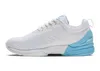 A side view of a white and blue Hummel indoor shoe against a white background. Produktbild-Vorschau