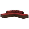 vidaXL 5-tlg. Garten-Lounge-Set mit Kissen Poly Rattan Produktbild-Vorschau 3