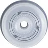 A top-down view of a round, white plastic rice mold with a central hole and a pattern of small perforations. Produktbild-Vorschau