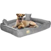 A dog is lying on a gray dog bed. Náhled obrázku produktu