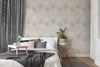 A bedroom scene with a bed, curtains, and a plant. Produktbild-Vorschau