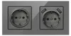 Dvojitá stenová zásuvka s 2 USB portmi a skleneným panelom Náhľad obrázku produktu 1
