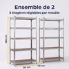 IvoQ Étagères de rangement lot de 2 – 180 x 90 x 40 cm – Voir les images du produit 4
