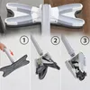 A three-step instructional diagram showing how to attach a mop head to a mop handle. Produktbild-Vorschau