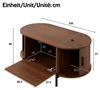 okwish Tavolino da salotto ovale con 2 ante scorrevoli in Anteprima dell’immagine prodotto 7