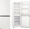 A white refrigerator with its door open, showing the interior compartments. Produktbild-Vorschau