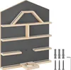 A wall-mounted shelf unit with wooden accents against a dark gray background. Náhled obrázku produktu
