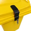 A close-up shot of a yellow trash bin with a black lock and two keys attached. Produktbild-Vorschau