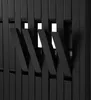 A close-up view of black metal hooks on a wall-mounted panel. Náhled obrázku produktu