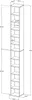 A technical drawing of a tall, narrow CD shelf with dimensions indicated. Voir les images du produit