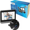 A product shot of a digital peephole doorbell and its packaging. Produktbild-Vorschau
