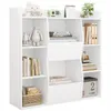 A white bookshelf with various items on its shelves. Náhľad obrázku produktu