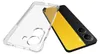 A clear phone case is shown next to a phone with a black and yellow back. Produktbild-Vorschau