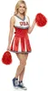 A woman dressed as a cheerleader holding pom-poms. Produktbild-Vorschau