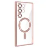 A clear, studio shot of a rose gold and clear phone case with MagSafe ring. Produktbild-Vorschau