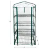 A mini greenhouse with shelves, shown in a studio setting with dimensions indicated. Produktbild-Vorschau