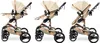 Three different configurations of a baby stroller are shown side-by-side against a white background. Produktbild-Vorschau