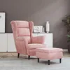 vidaXL Ohrensessel mit Hocker Rosa Samt Produktbild-Vorschau 2