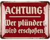LANOLU retro Blechschild Achtung Plünderer, lustiges Produktbild-Vorschau 1