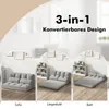 COSTWAY Niska rozkładana sofa z 2 poduszkami, rozkładana Podgląd zdjęcia produktu 4