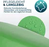 A close-up of green faux leather with water droplets and text highlighting product features. Anteprima dell’immagine prodotto