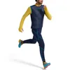 Blizzard Insulated Vest M von La Sportiva; dunkelblau mit gelben Akzenten; getragen von einem Mann in sportlicher Pose. Produktbild-Vorschau