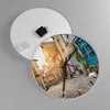 Wanduhr - Rund - Glasuhr - stadt straße katze - 40x40cm - Produktbild-Vorschau 2