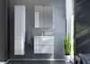 A modern bathroom vanity with a tall cabinet, sink, and mirror. Anteprima dell’immagine prodotto