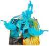 A blue Bakugan toy is displayed on a card with a fiery background. Voir les images du produit