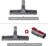 Two vacuum cleaner brush heads with compatibility text and an adapter with a plus sign. Produktbild-Vorschau