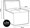 A line drawing of a modular sofa section with dimensions indicated. Náhled obrázku produktu