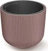 A rose gold planter with vertical ridges and a black interior. Voir les images du produit