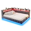 A bed with integrated shelving and LED lighting. Produktbild-Vorschau