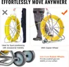 Comparison of two methods for moving a duct rodder: one without wheels and one with caster wheels. Náhled obrázku produktu