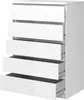 A white chest of drawers with five drawers, four of which are pulled out. Produktbild-Vorschau