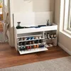 Clinvia Schuhbank mit Stauraum, Flurbank Weiß, 100x30x52cm, Produktbild-Vorschau 2