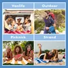 A collage of four images showing different leisure activities: van life, hiking, picnic, and beach. Produktbild-Vorschau