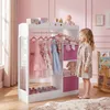 COSTWAY Kindergarderobe mit Spiegel, Kinder Kleiderschrank Produktbild-Vorschau 2