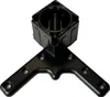 A black metal corner bracket with a cylindrical attachment point. Produktbild-Vorschau