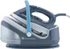A steam iron and its base station are shown against a white background. Voir les images du produit