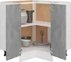 Interior of a corner kitchen cabinet with dishes and a coffee maker. Anteprima dell’immagine prodotto