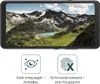A smartphone displaying a landscape image, with two icons below describing its features. Podgląd zdjęcia produktu