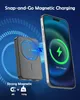 A magnetic power bank is shown next to a smartphone, illustrating magnetic charging. Produktbild-Vorschau