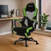 A gaming chair is placed in a home office setting next to a desk and a window. Produktbild-Vorschau