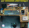 A gaming desk setup with multiple electronic devices and accessories, highlighted by yellow lines indicating connectivity or range. Náhľad obrázku produktu