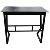 A black gaming computer desk with two circular cutouts on the surface. Náhled obrázku produktu