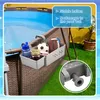 A pool storage basket with items inside, attached to the side of an above-ground pool. The background shows grass and a potted plant. Produktbild-Vorschau
